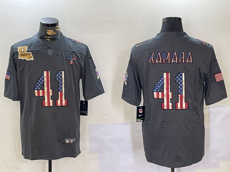 Men New Orleans Saints #41 Kamara Grey 2024 Nike National Flag Limited NFL Jersey style 2